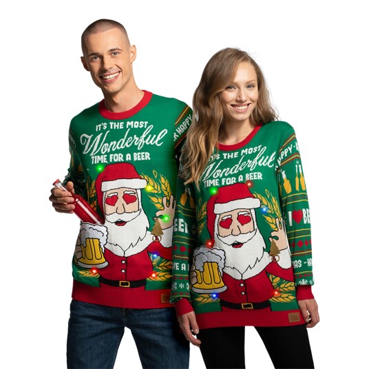 Silly Santa Wonderful Time LED Julegenser - Medium