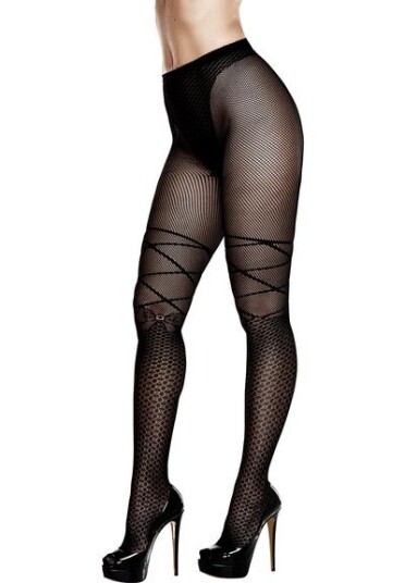 Ribbon And Bow Jacquard Pantyhose Queensize Ribbon And Bow Jacquard Pantyhose Queensize
