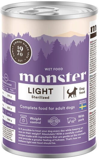 Monster Pet Food Lys & Sterilisert Hundemat 400 g - Fullfôr