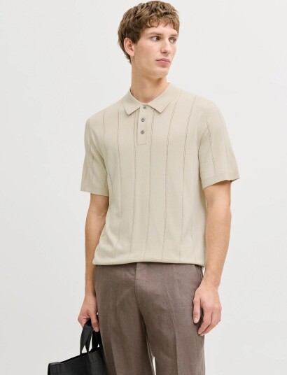 Jack & Jones Jprblawilliam Structure Knit Polo Ss Sn Cream S Jack & Jones Jprblawilliam Structure Knit Polo Ss Sn Cream S