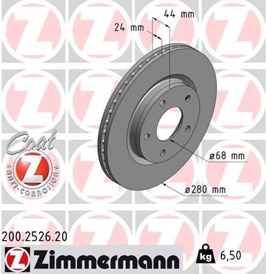 Bremseskive ZIMMERMANN 200.2526.20 Bremseskive ZIMMERMANN 200.2526.20