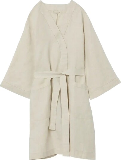 Garbo&Friends Linen Hemstitched Linen Bathrobe Xs/S Cream XS/S Garbo&Friends Linen Hemstitched Linen Bathrobe Xs/S Cream XS/S