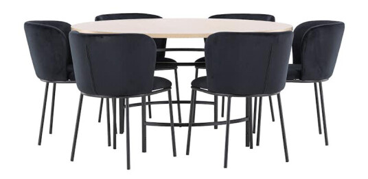 Spisegruppe Venture Home Copenhagen Ø140 cm med 6st Edina Spisestoler