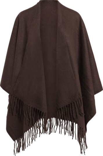 Kaffe Kagaia Fringe Poncho - COFFEE BEAN - One Size