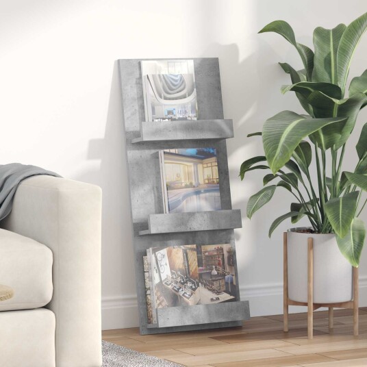 vidaXL Magasinreol med hylle Betonggrå 43 x 11 x 102 cm Konstruert tre vidaXL Magasinreol med hylle Betonggrå 43 x 11 x 102 cm Konstruert tre