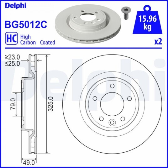 Bremseskive DELPHI BG5012C Bremseskive DELPHI BG5012C