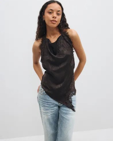 Vero Moda - Brun - Vmkira Lace Halterneck Top Wvn Pa