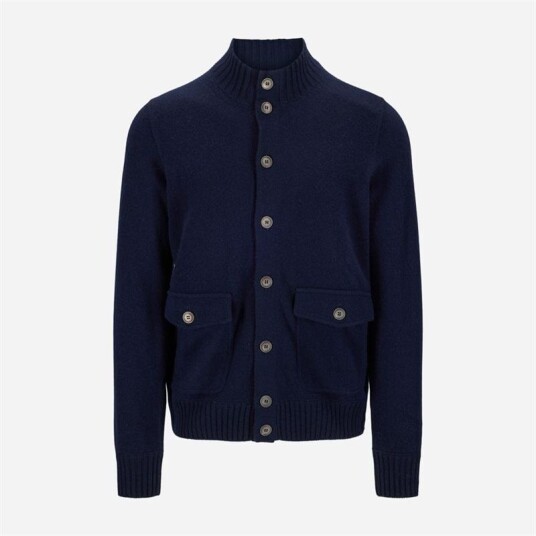 Gran Sasso Cardigan Felted Cashmere - Navy 56 Gran Sasso Cardigan Felted Cashmere - Navy 56