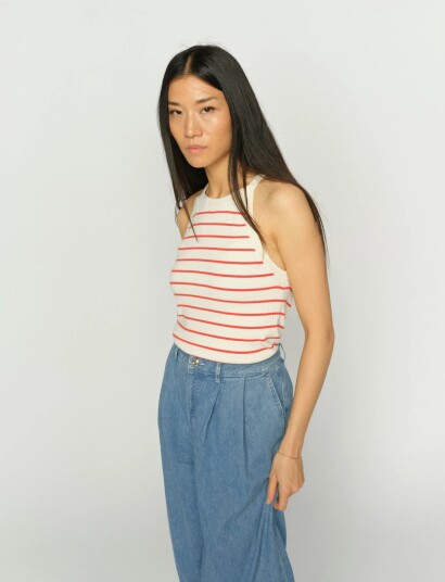MOS MOSH Mmimanja Caliz Stripe Knit Top Red XL MOS MOSH Mmimanja Caliz Stripe Knit Top Red XL