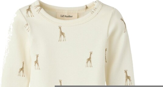 Lil" Atelier Body I/e - Rib - Nbngavo - Turtledove/Giraffe - Lil Atelier - 62 - Langermet Body Beige Brun Hvit
