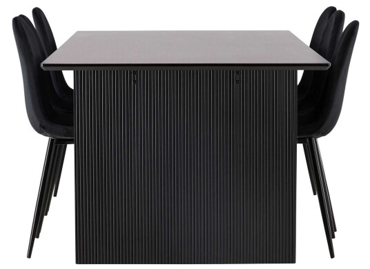 Venture Design Vail & Polar spisegruppe Svart/svart 6 stoler & bord 200 x 100 cm