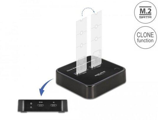 DELOCK M.2 Docking Station for 2 x M.2 SATA SSD with Clone function