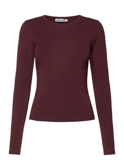 Weekday Slim Fitted Long Sleeve Burgundy XXS Weekday Slim Fitted Long Sleeve Burgundy XXS