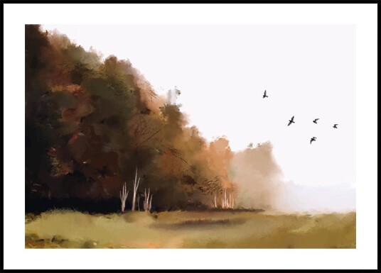 Autumn Watercolor Landscape Plakat Plakat / 30x40cm