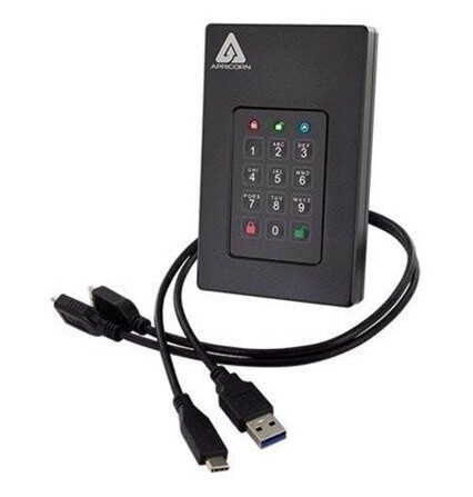 Apricorn Aegis Fortress L3 Ekstern Harddisk 2TB med Kryptering og USB 3.2
