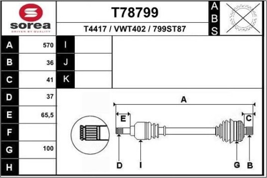 EAI T78799 Drivaksel