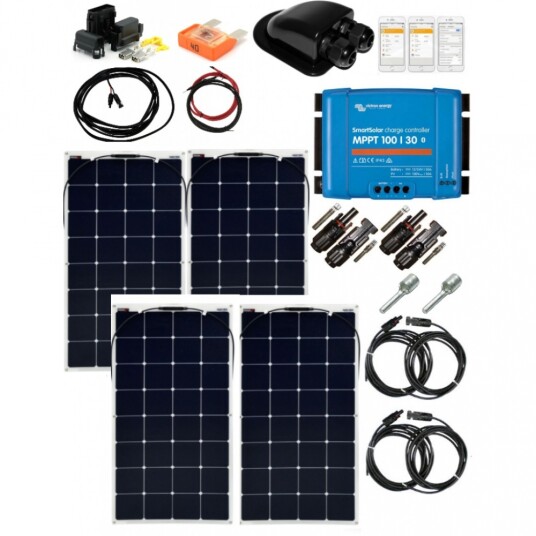 SKANBATT 107x54 440w (4x110W) Flexi komplett kit med VICTRON BT MPPT. SKANBATT 107x54 440w (4x110W) Flexi komplett kit med VICTRON BT MPPT.