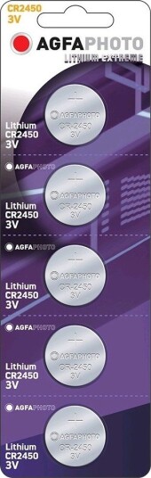AgfaPhoto CR2450 5-pak Lithium Knappebatteri - 3V Sølv