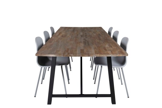 Venture Design Malang & Arctic spisegruppe Natur/grå 6 st stoler & bord 250 x 100 cm