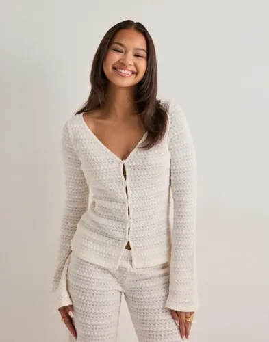 Nelly Hvit Crochet LS Cardigan