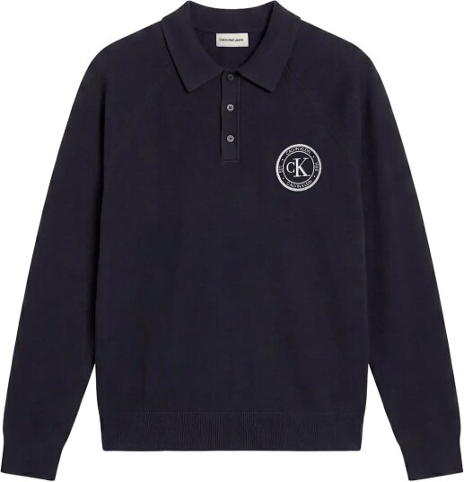 Calvin Klein Jeans Ls Ez Varsity Logo Polo 12Gg Navy XXL