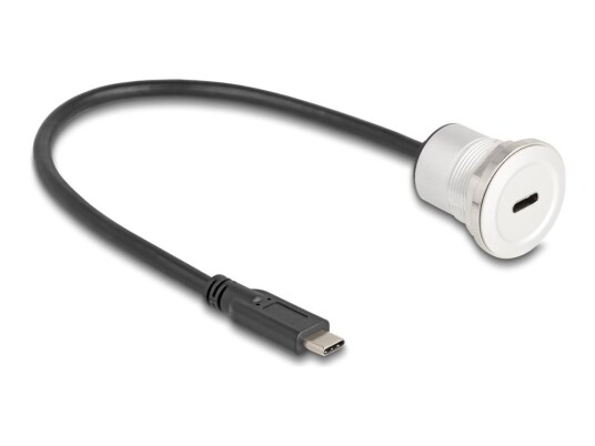 Delock Usb-Forlengelseskabel 24 Pin Usb-C Hann Til 24 Pin Usb-C Hunn Panelmonterbar 30 CM22 Thread Svart Sølv Delock Usb-Forlengelseskabel 24 Pin Usb-C Hann Til 24 Pin Usb-C Hunn Panelmonterbar 30 CM22 Thread Svart Sølv
