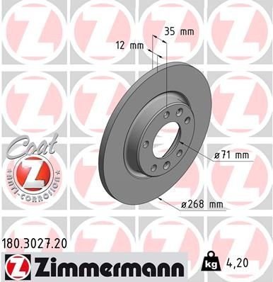 Bremseskive ZIMMERMANN 180.3027.20