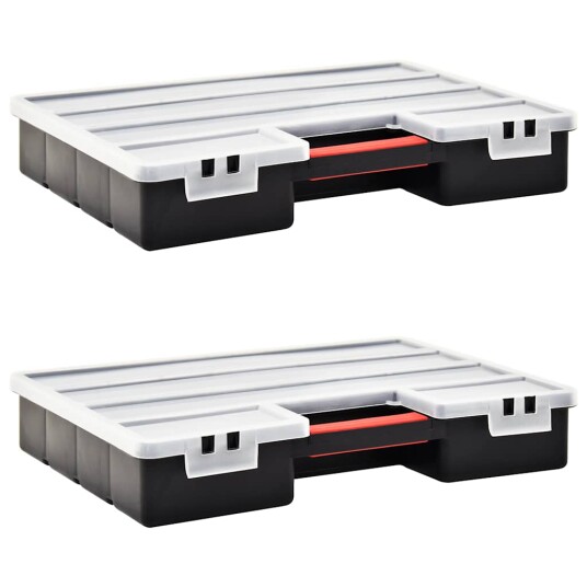  Sorteringsbokser 2 Stk Justerbare Avdelere 460x325x80 Mm Plast