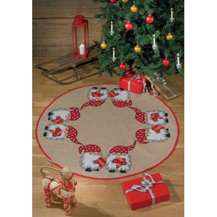 Permin Broderisett Jute juletre teppe Nisser Ø118cm