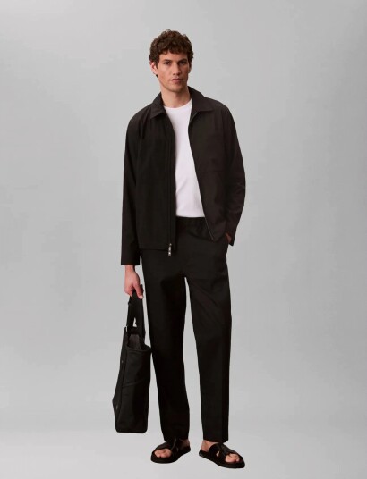 Calvin Klein Ls Seersucker Blouson Jacket Black S