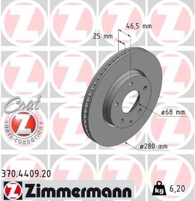 Bremseskive ZIMMERMANN 370.4409.20 Bremseskive ZIMMERMANN 370.4409.20