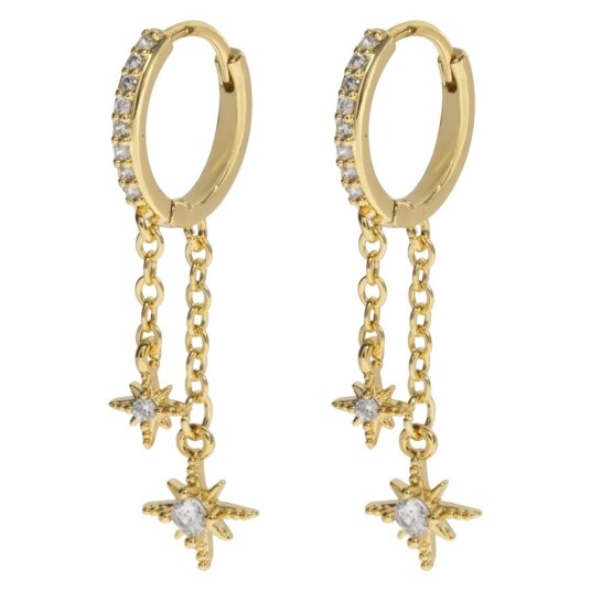 Timi Of Sweden Winny Crystal Stars on Chain Hoop Earrings