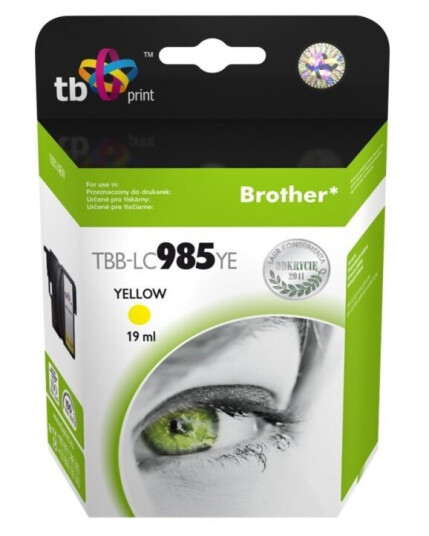 Tb - 19 Ml - Gul - Kompatibel - Blekkpatron (Alternativ For: Brother Lc985y) - For Brother Dcp-J125 Dcp-J140 Dcp-J315 Dcp-J515 Mfc-J220 Mfc-J265 Mfc-J410 Mfc-J415