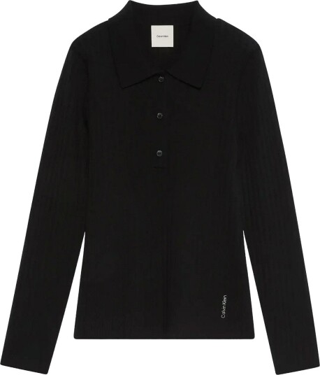 Calvin Klein 100% Merino Ls Polo BLACK XL