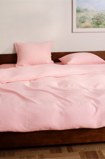 Jotex Dynetrekksett i Musselin Dobbeltseng Lys rosa AMILIA 21364500697