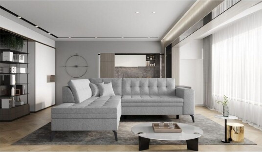 Seksjon Eltap Lanvin 260x210x93 cm   Borneo 4 Grå Venstre