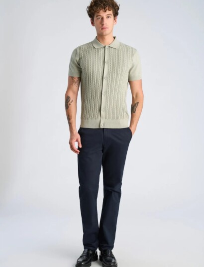 Lindbergh Knitted S/S Cable Cardigan Green L