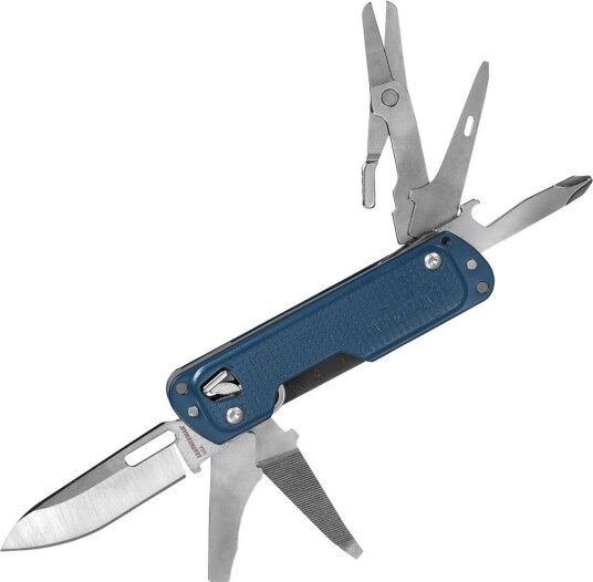 Leatherman Free T4 Lommekniv - Navy - 5,6 cm