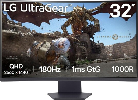 LG UltraGear 32GS60QX-B Gaming Skjerm 31.5" QHD 180Hz Kurvet Svart