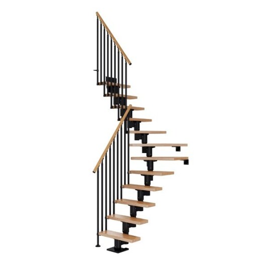 Dolle Dublin Eik L trapp Antracit Classic III Gelender 13T 61cm
