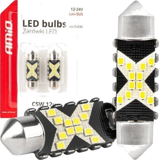 Amio Led Pærer Canbus Festoon C5w 12Smd 2016 36 Mm White 12V/24V Amio 04236