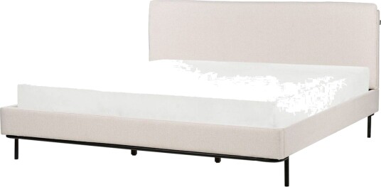 Dubbelsäng Beliani Corio med lamellram Beige-Svart, 140x200 cm Beige 180x200 - Dubbelsäng Beliani Corio med lamellram Beige-Svart, 140x200 cm Beige 180x200 -