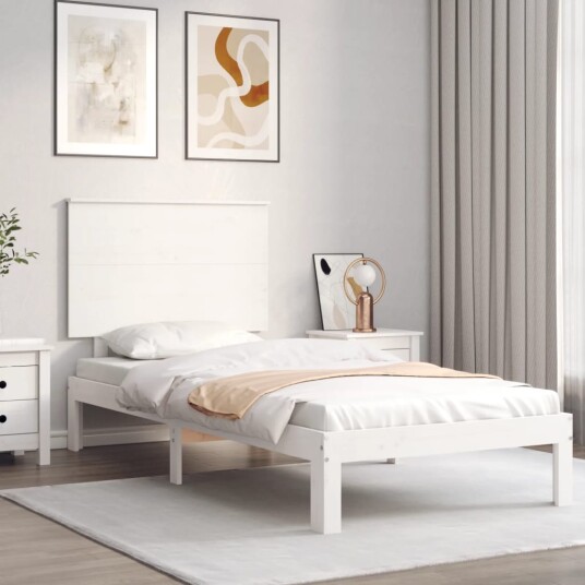 vidaXL Sengeramme med hodegavl hvit 100x200 cm heltre