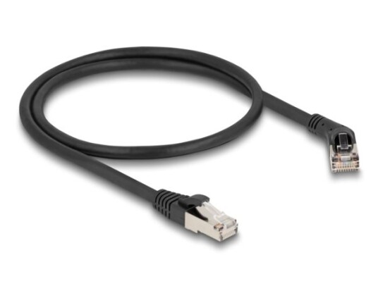 Delock Rj45 Nettverkskabel Cat.6A S/Ftp-Plugg 45° Vinklet Til Høyre Til Rett Plugg 0,5 M Svart