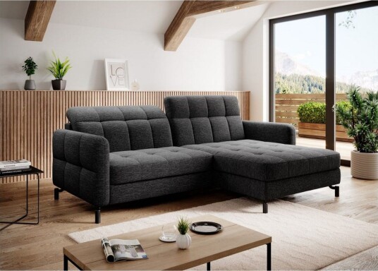 Seksjon Eltap Lorelle 225x160x105 cm Berlin 02 Svart Høyre