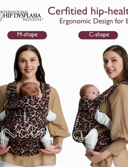Momcozy Newborn To Toddler Cotton Soft Structured Carrier Leopard Brown Momcozy Newborn To Toddler Cotton Soft Structured Carrier Leopard Brown