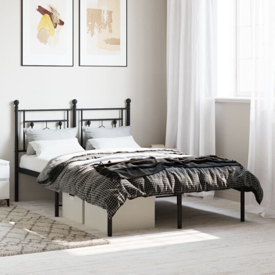 vidaXL Sengeramme i metall med hodegavl svart 120x190 cm 8721012248694