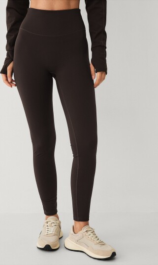 Ellos STUDIO   Treningstights Warm Tights Flat Front Core   Brun