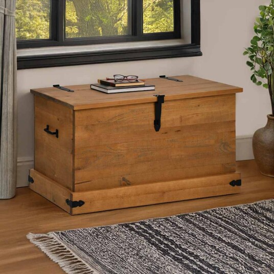 Oppbevaringskiste HALDEN 91x48x47 cm heltre furu