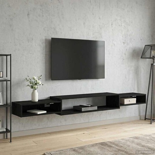 vidaXL Vegghengt TV-skap Veggmontert Svart eik 220 x 28 x 21 cm